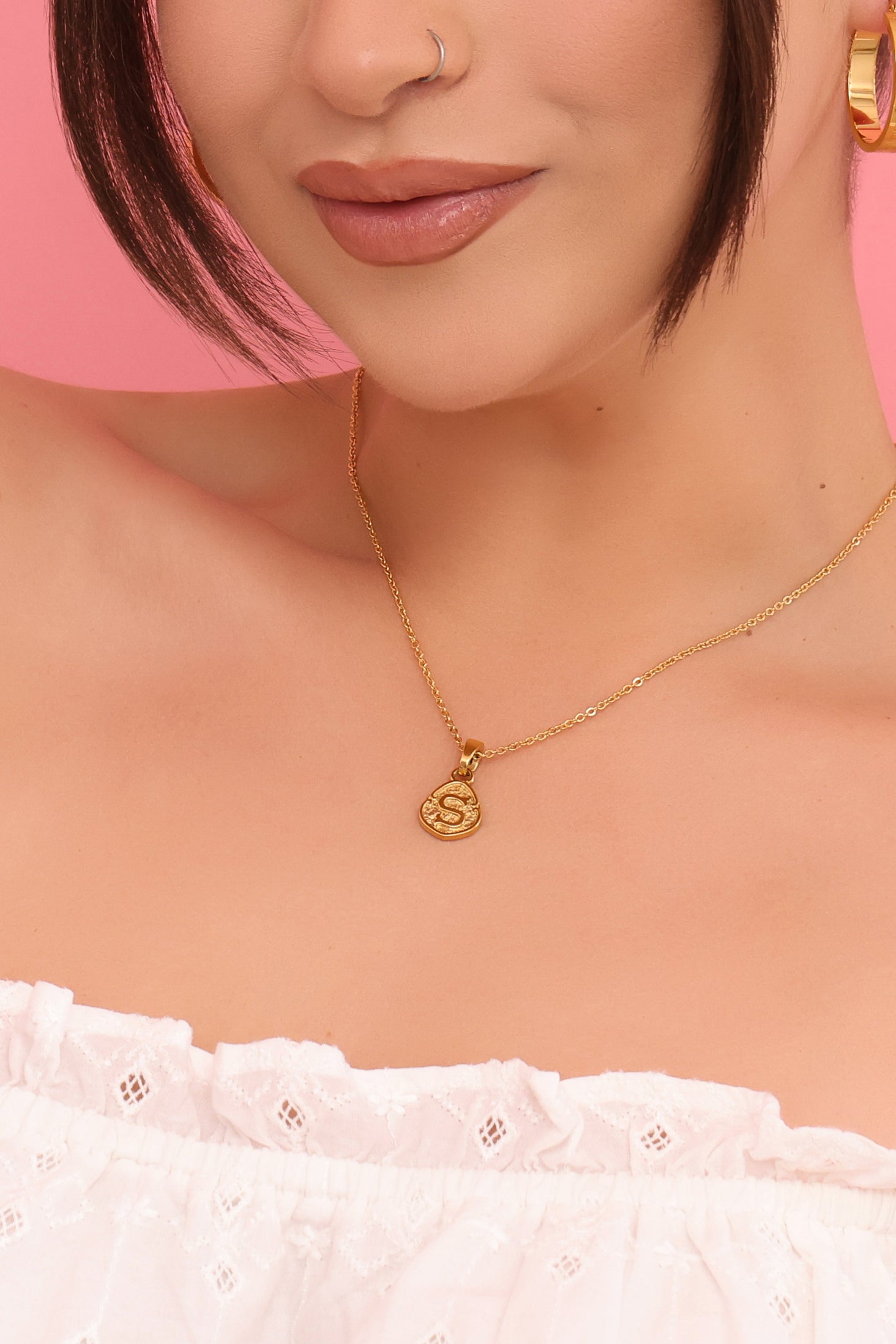 &quot;H&quot; Tberfil Letter Pendant with Petite Adjustable Chain Necklace