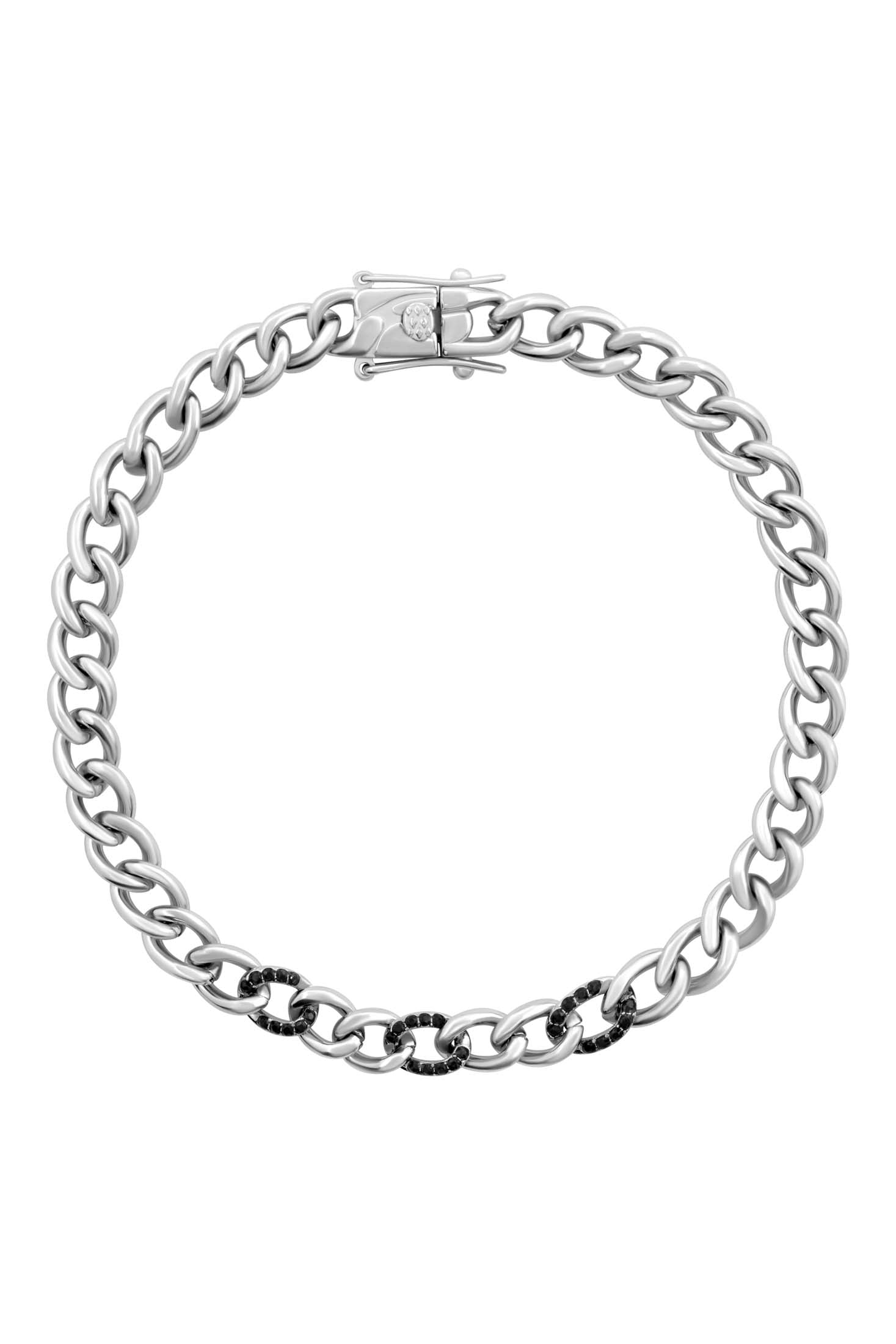 Black Zirconia Curb Chain Bracelet