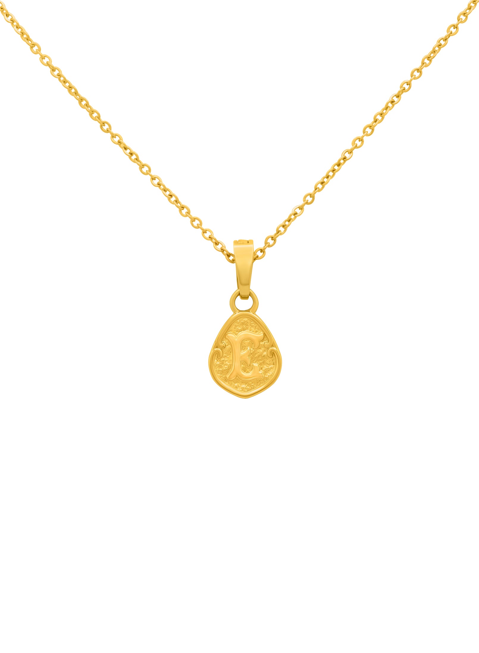 &quot;E&quot; Tberfil Letter Pendant with Petite Adjustable Chain Necklace