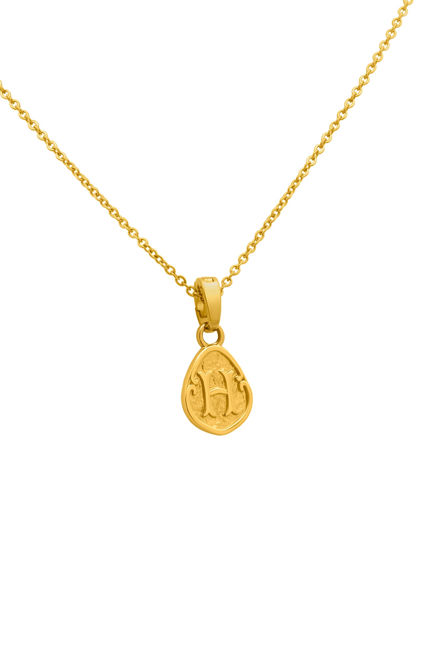 &quot;H&quot; Tberfil Letter Pendant with Petite Adjustable Chain Necklace