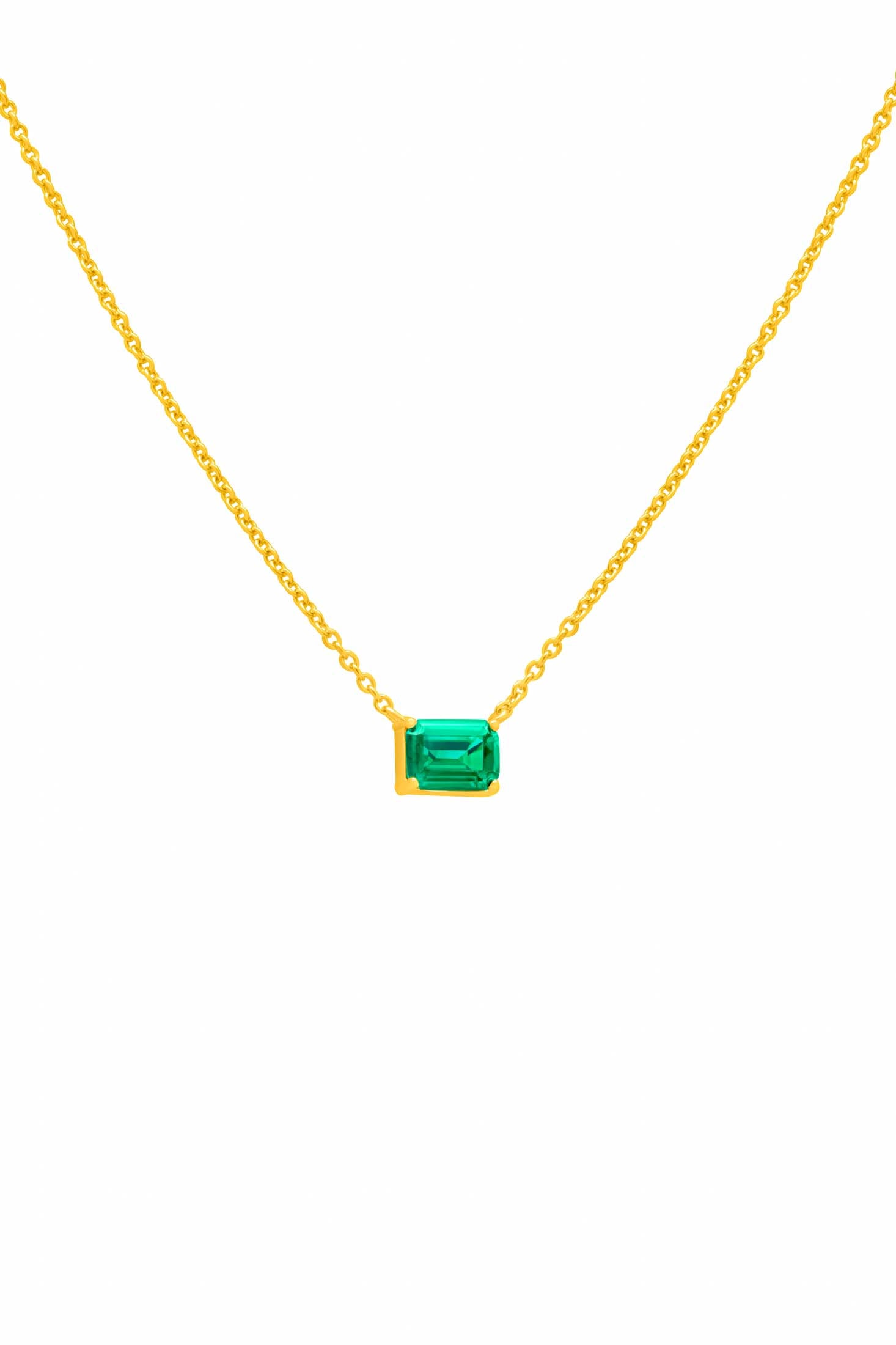 Emerald Solitaire Necklace in 18k Gold Vermeil