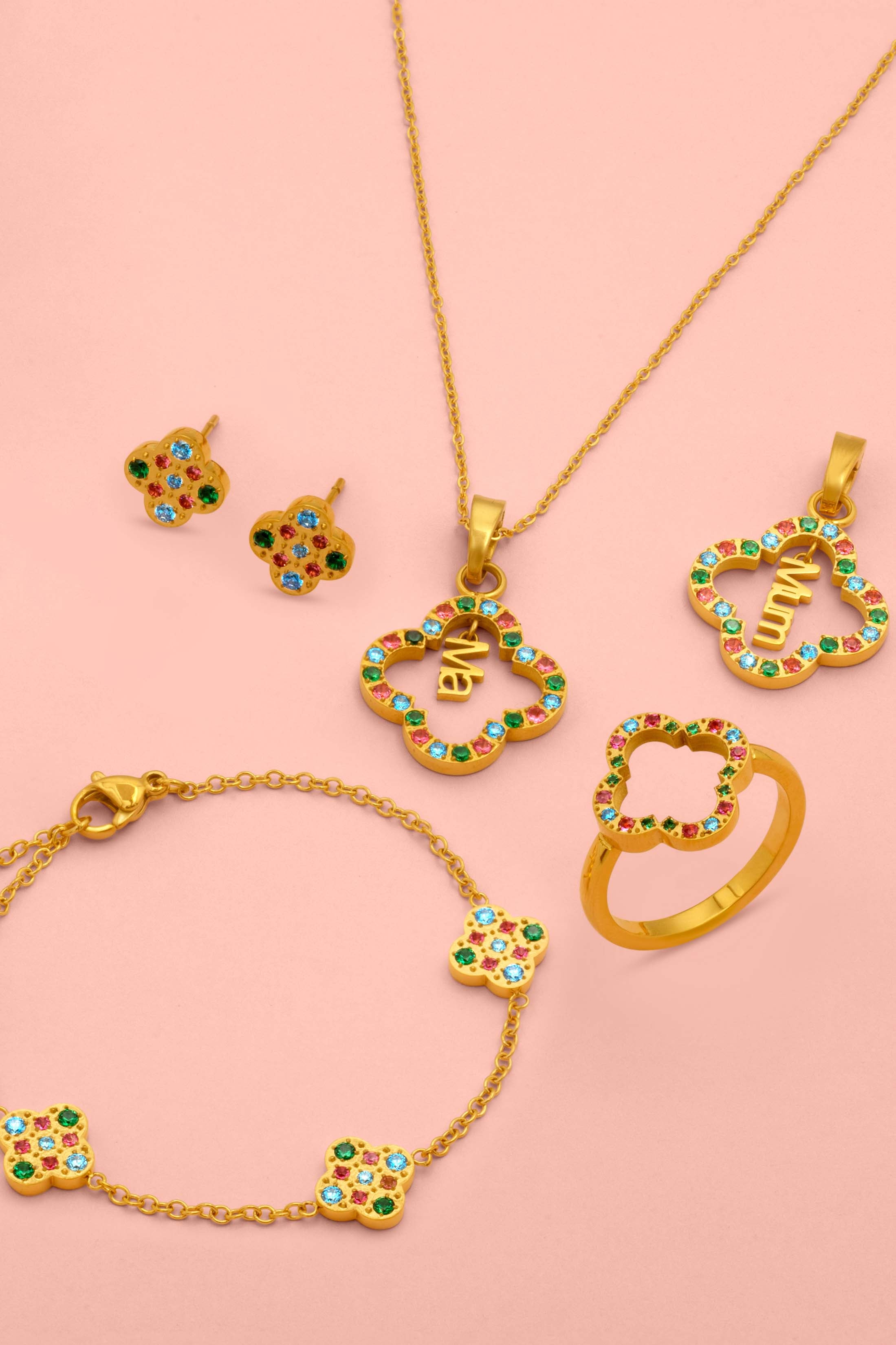 Aurora Pendant, Bracelet, Ring &amp; Studs Earring Gift Set