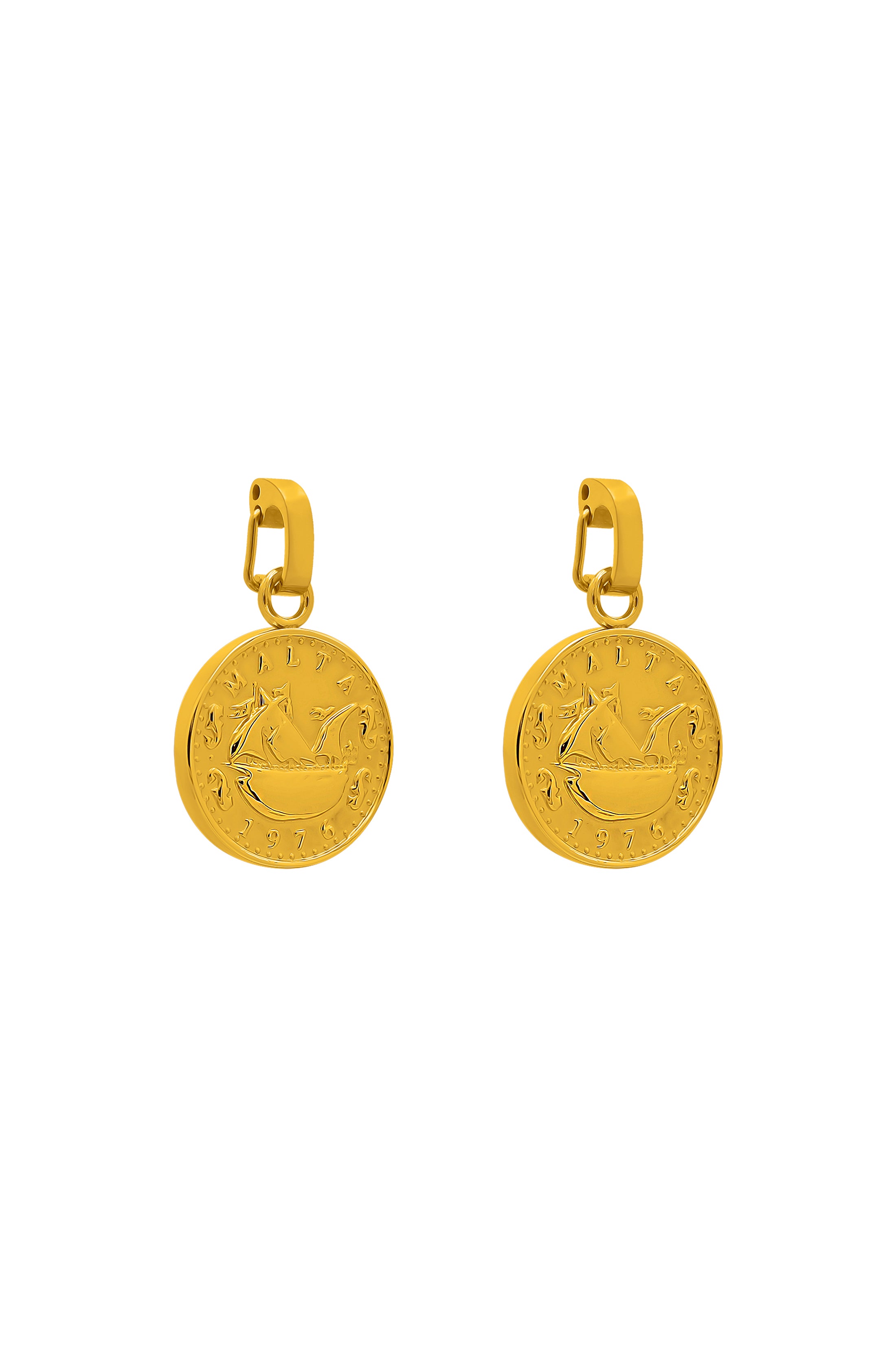 Xini Coin Embossed Pendant Earring Set