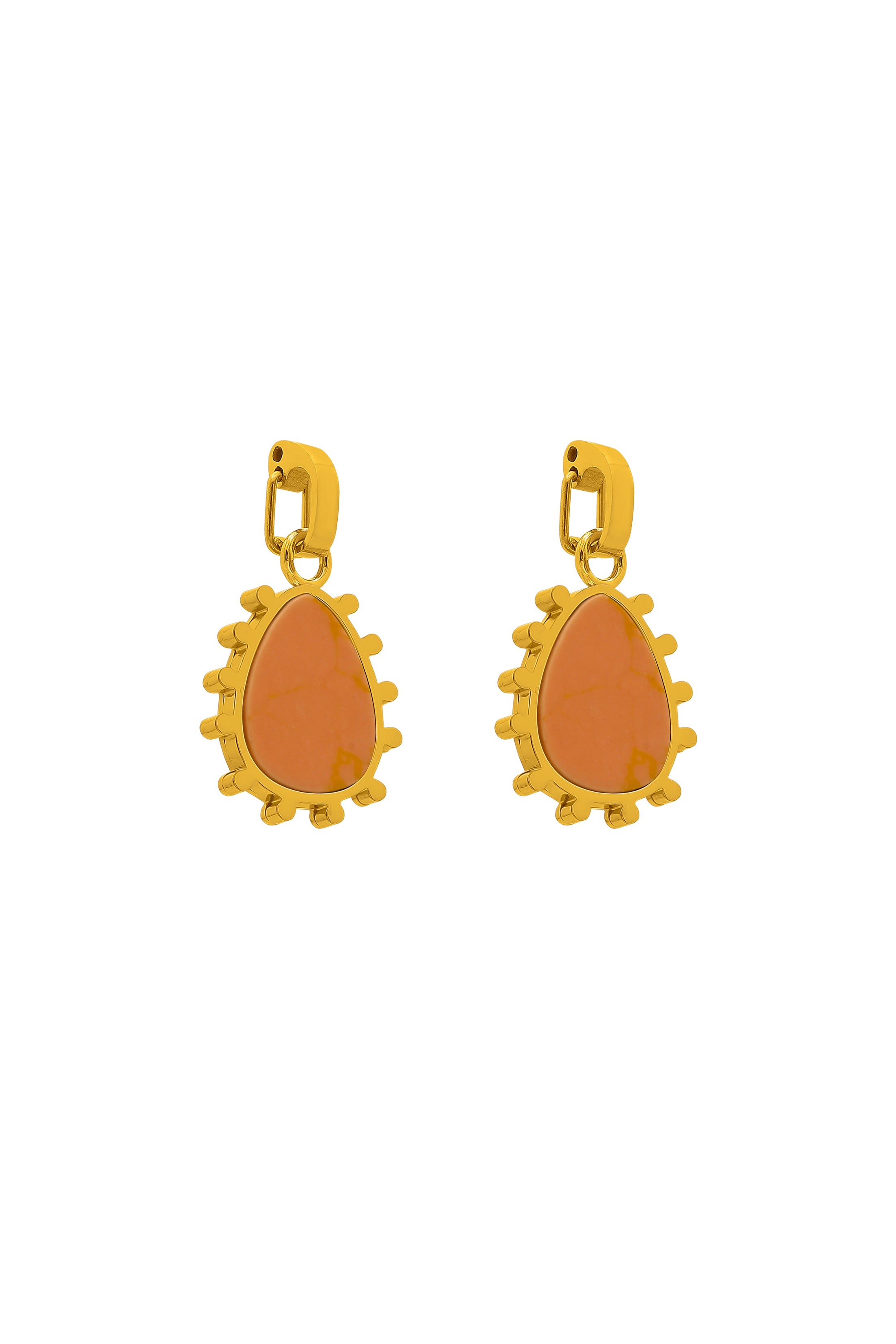 Prickly Pear Orange Stone Pendant Earring Set