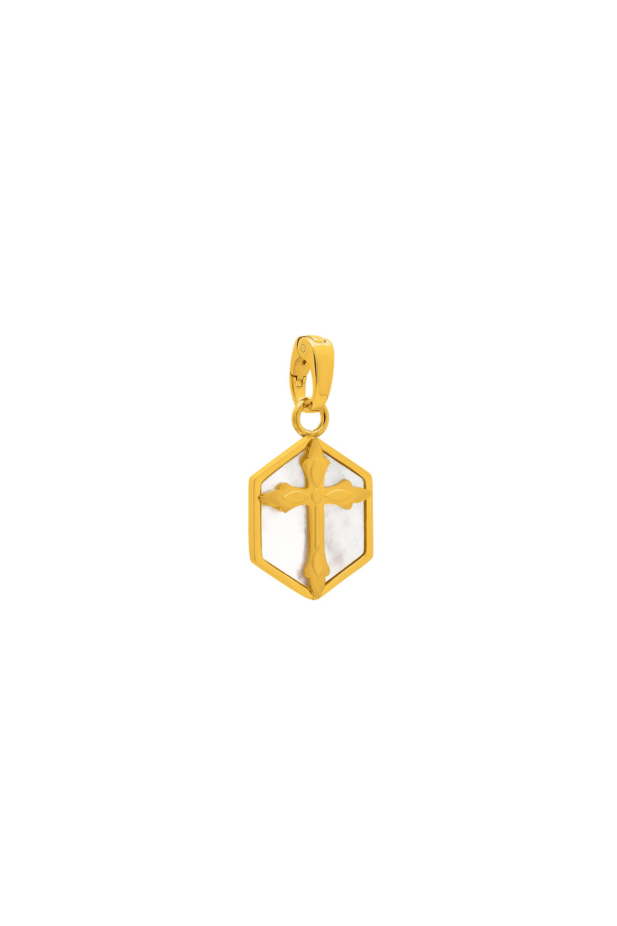 Hexagon Mother of Pearl Cross Pendant