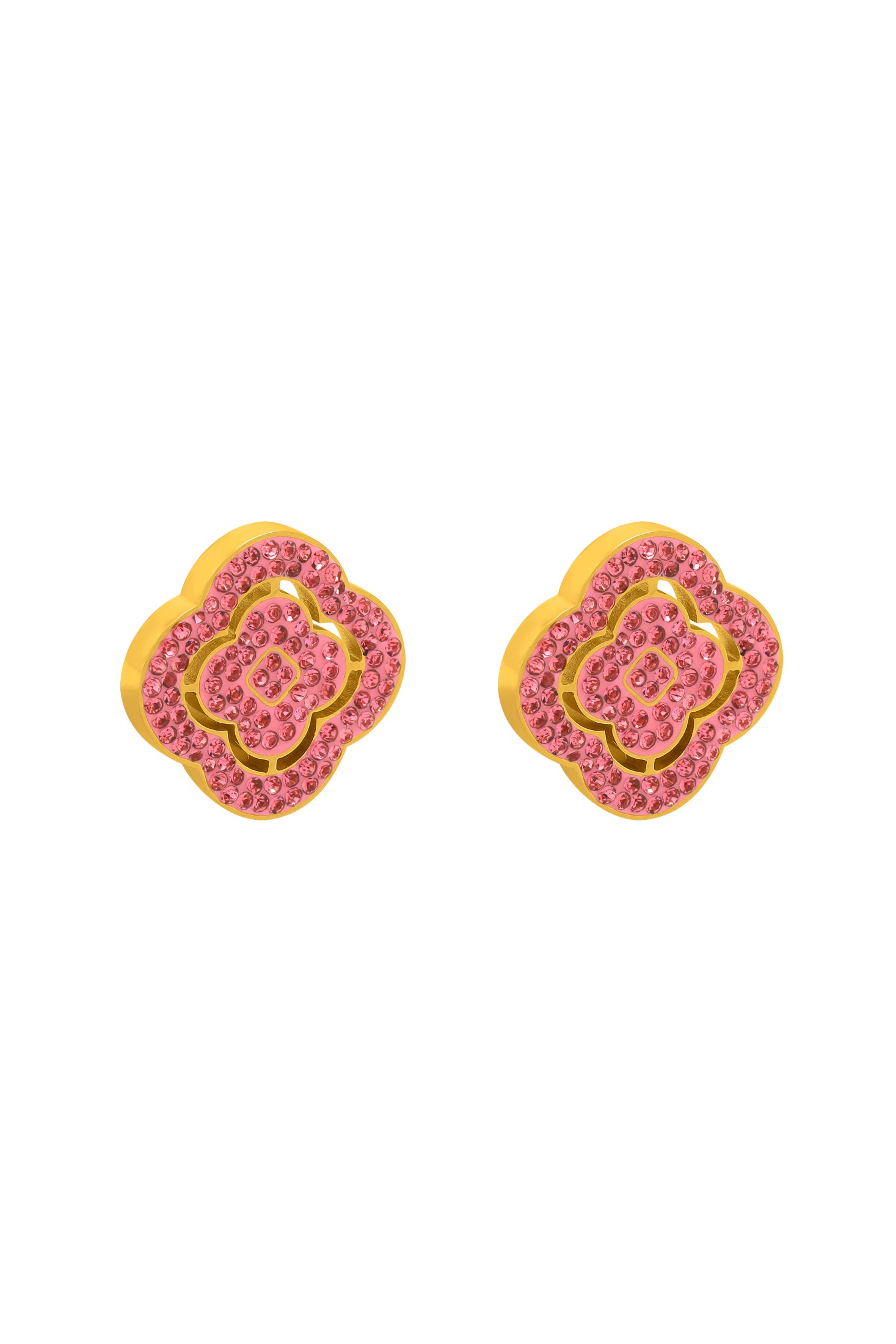 Rossi&#39;s Pink Crystal Stud Earring Set