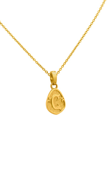 "C" Tberfil Letter Pendant with Petite Adjustable Chain Necklace