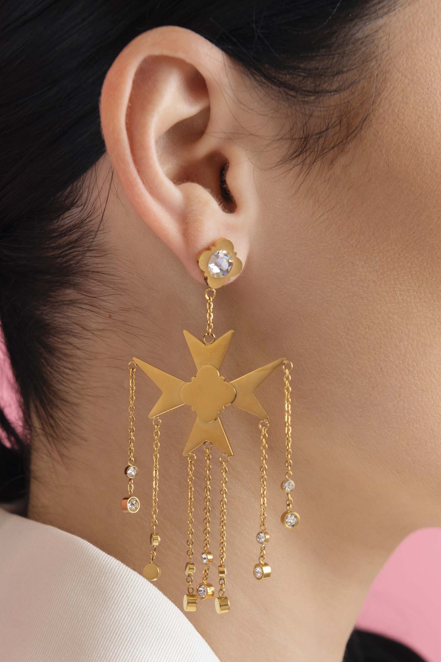 Maltese Cross Chandelier Earring Set