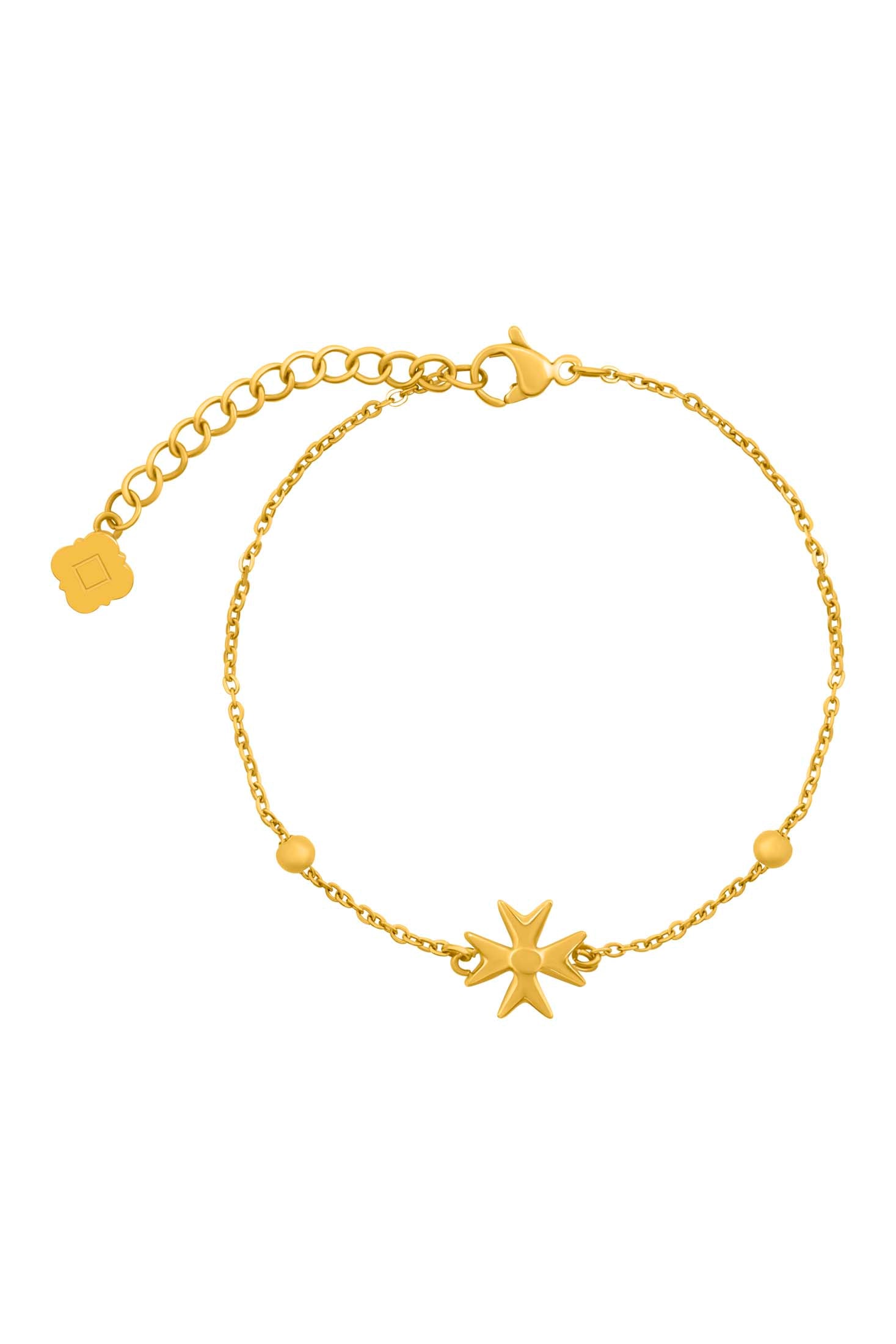 Maltese Cross Ball Chain Bracelet