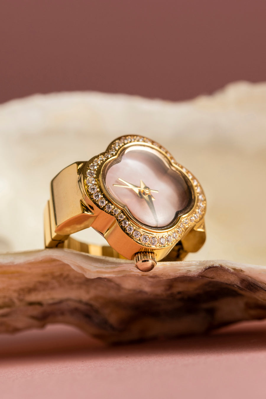 Carisma Pink Mother of Pearl Watch Ring