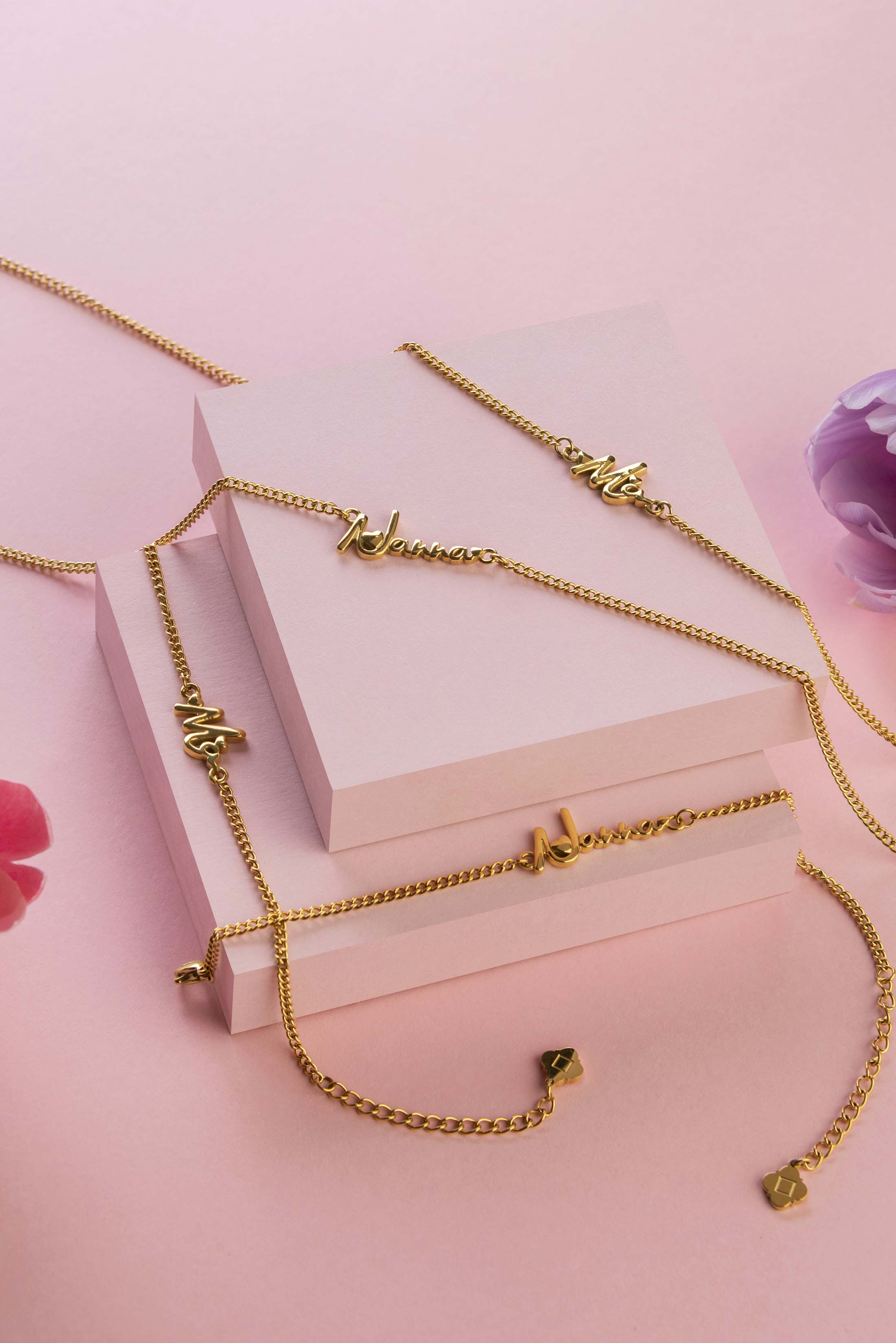 &quot;Ma&quot; or &quot;Nanna&quot; Cursive Bracelet &amp; Necklace Gift Set