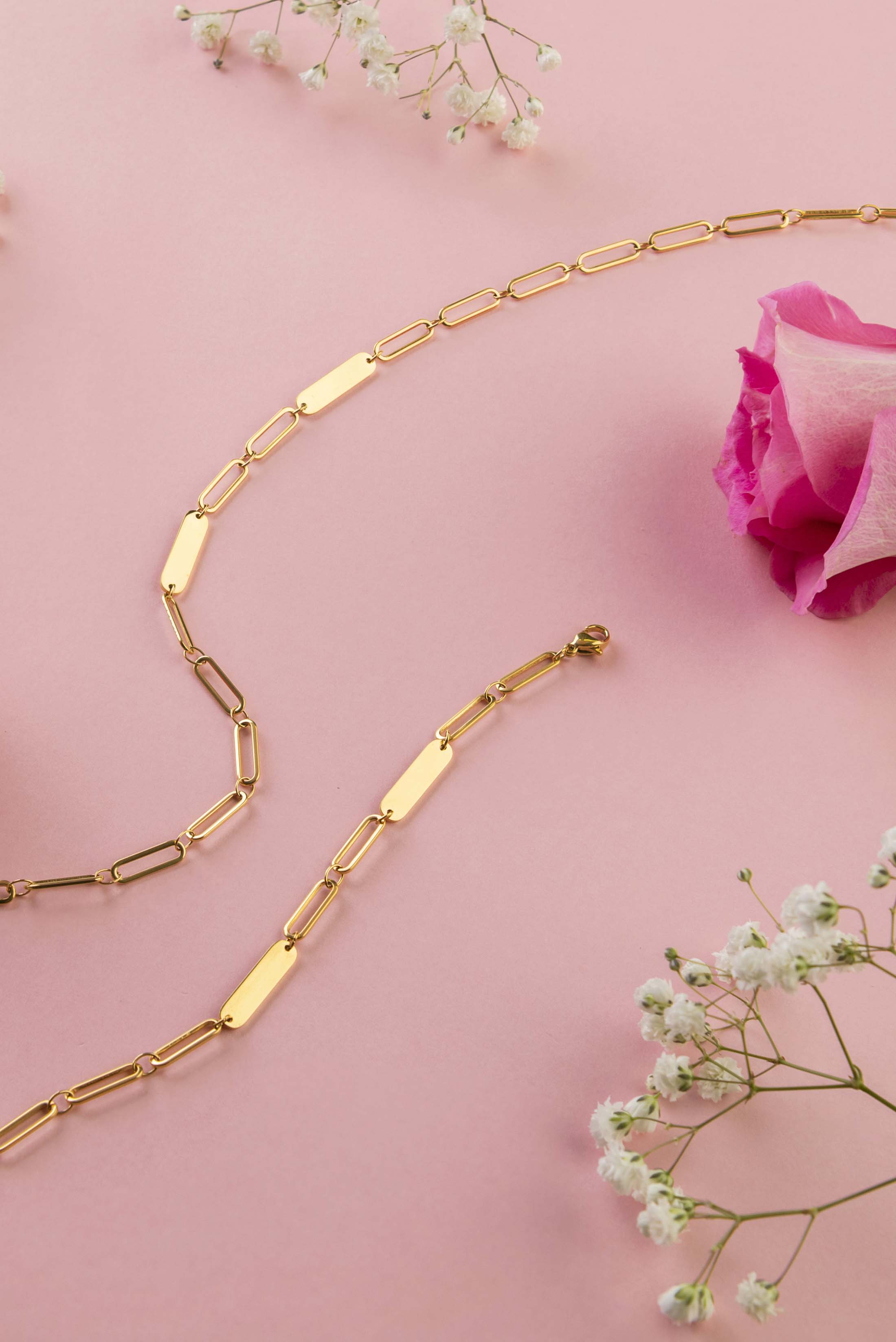 Engravable Link Bracelet &amp; Necklace Gift Set
