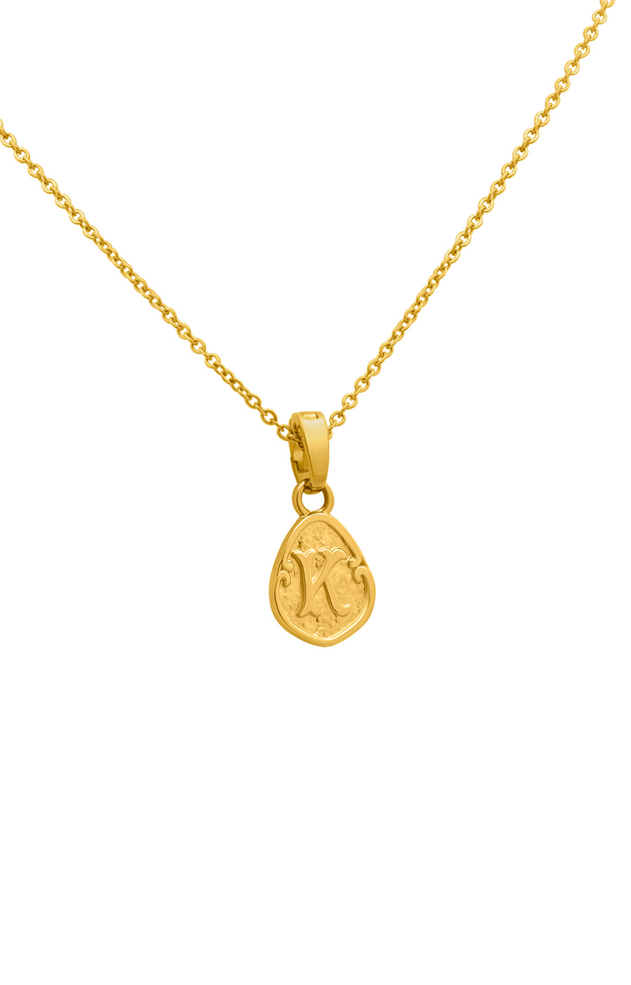 "K" Tberfil Letter Pendant with Petite Adjustable Chain Necklace
