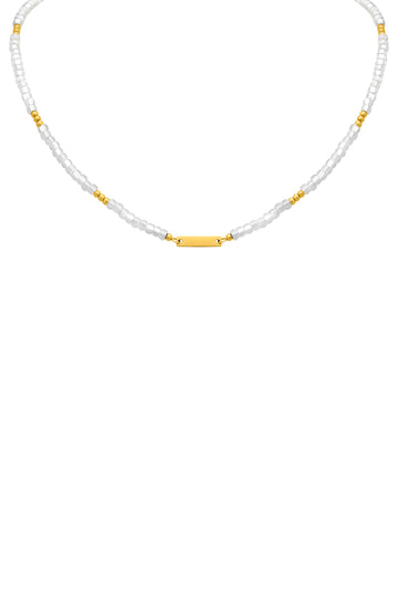 Isabella's White Beaded Engravable Necklace