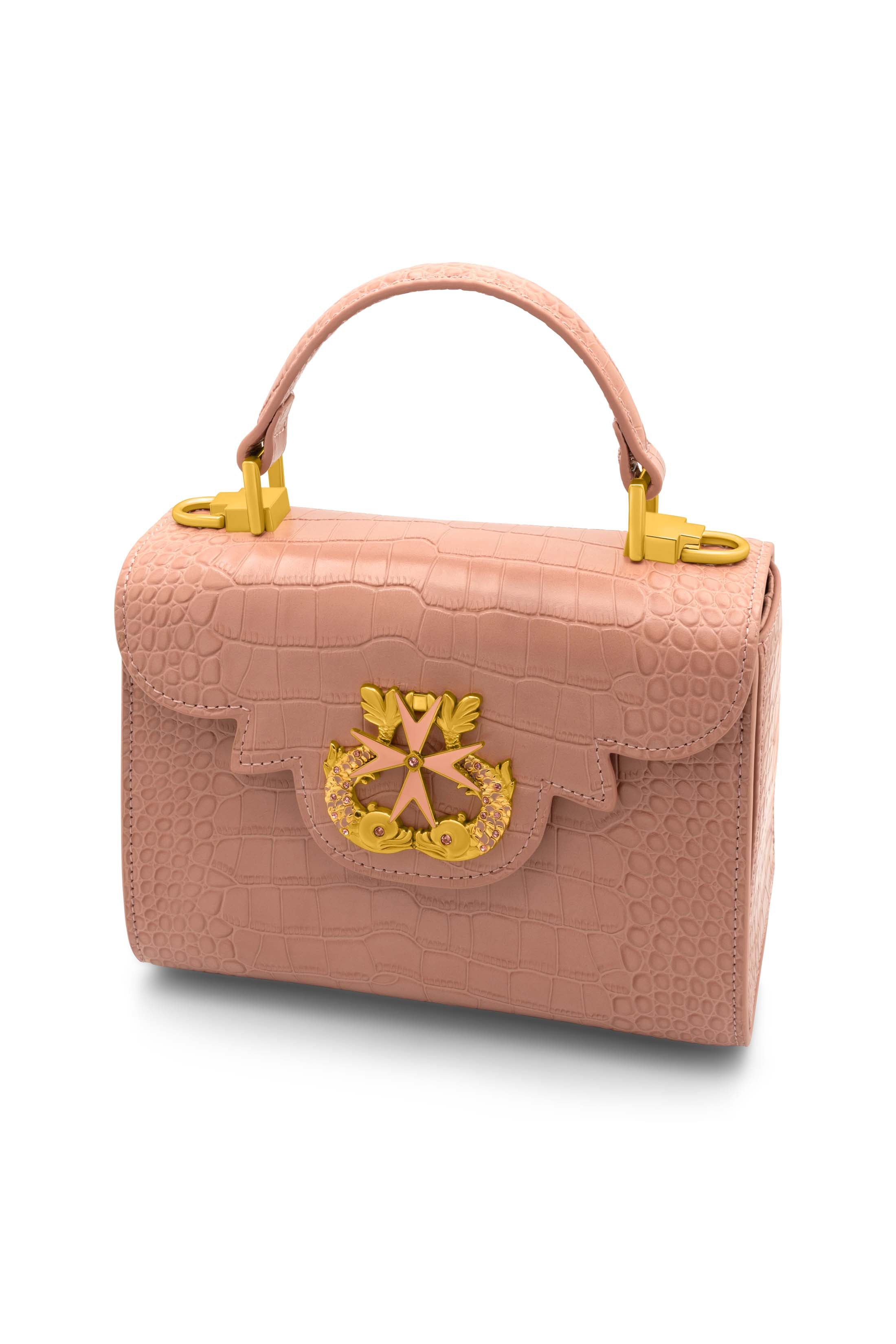 Bridgetina Croc Embossed Pink Bag