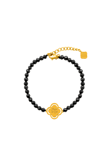 Black Zirconia Beaded Engravable Logo Friendship Bracelet