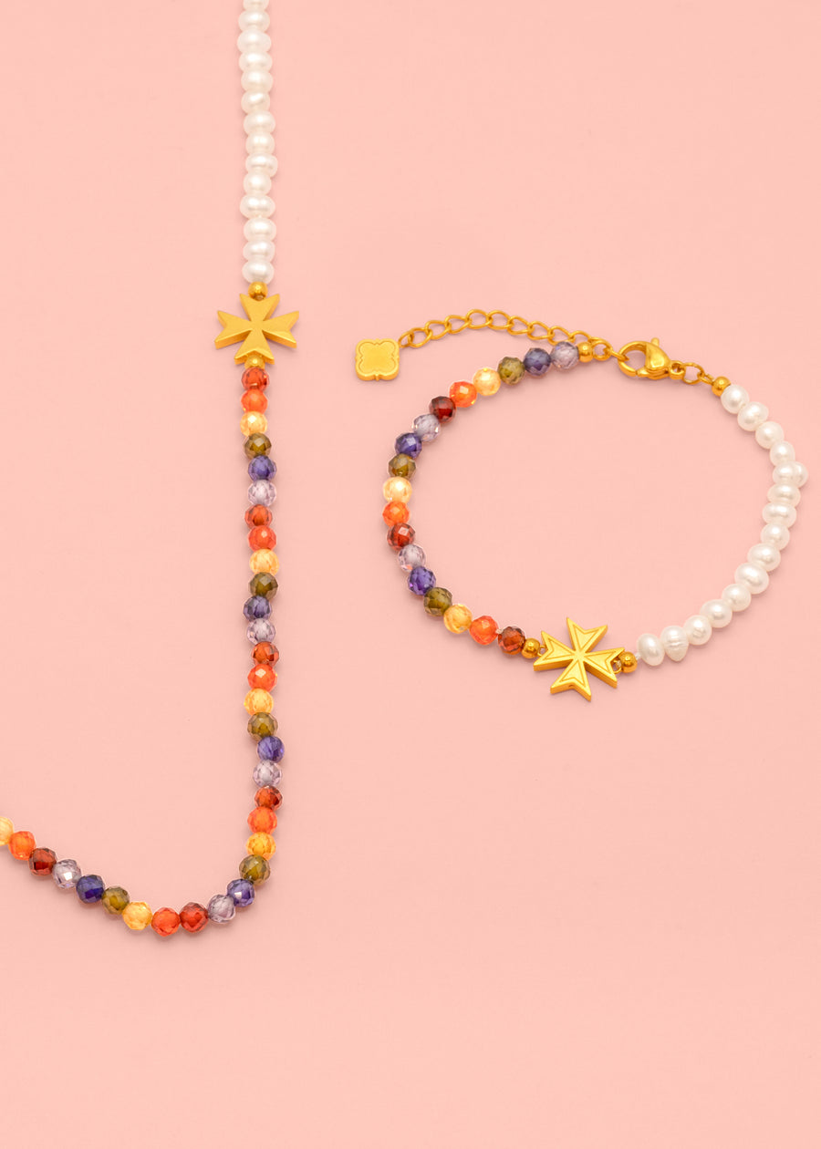 Freshwater Pearl & Beads Bracelet & Necklace Gift Set