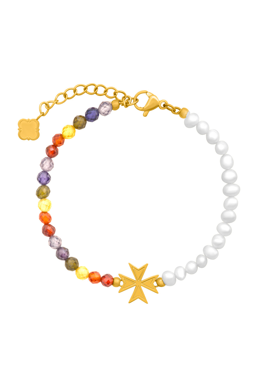 Freshwater Pearl & Beads Maltese Cross Bracelet