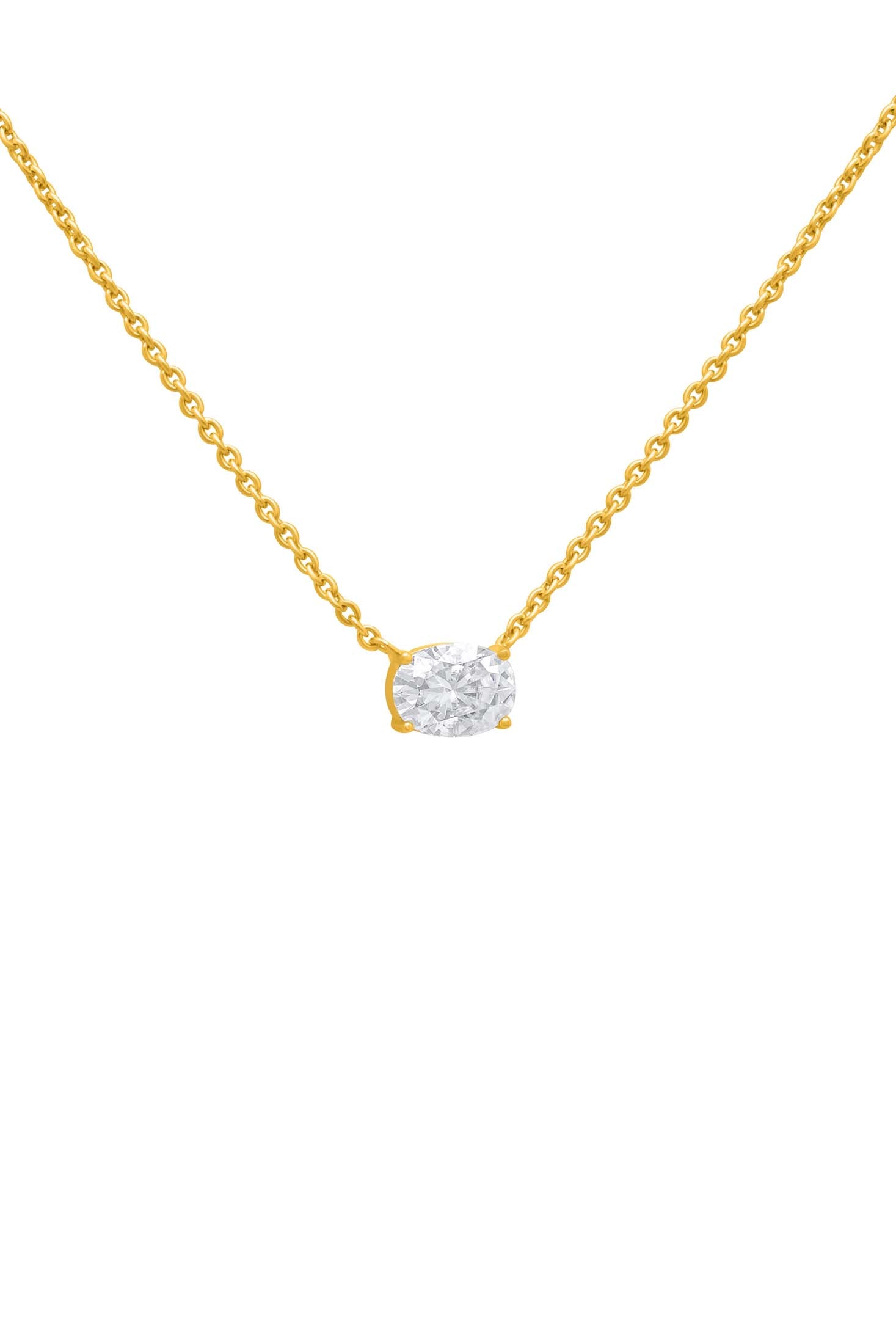 Moissanite Solitaire Necklace in 18k Gold Vermeil