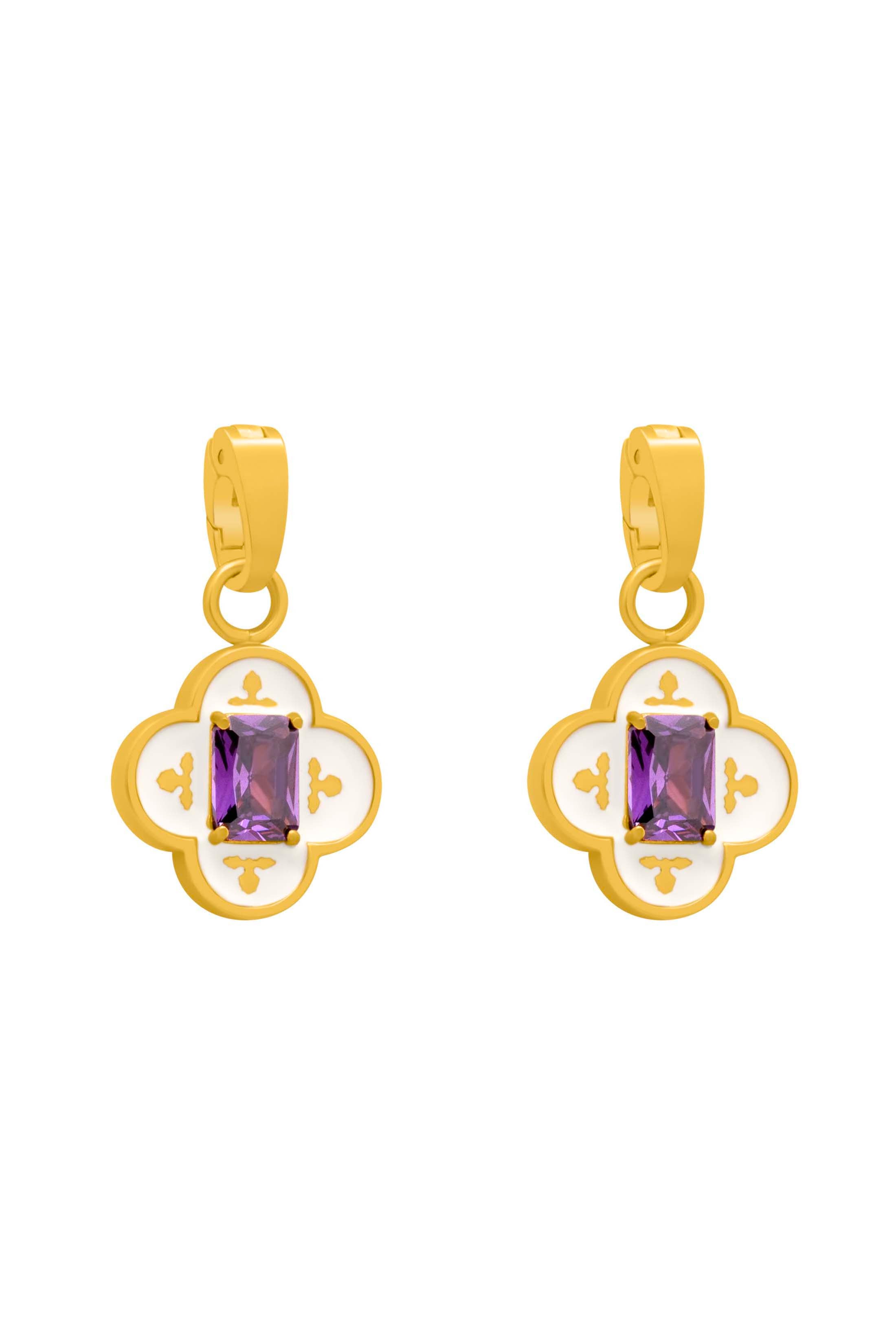 Maltese Tile Royal Purple Pendant Earring Set