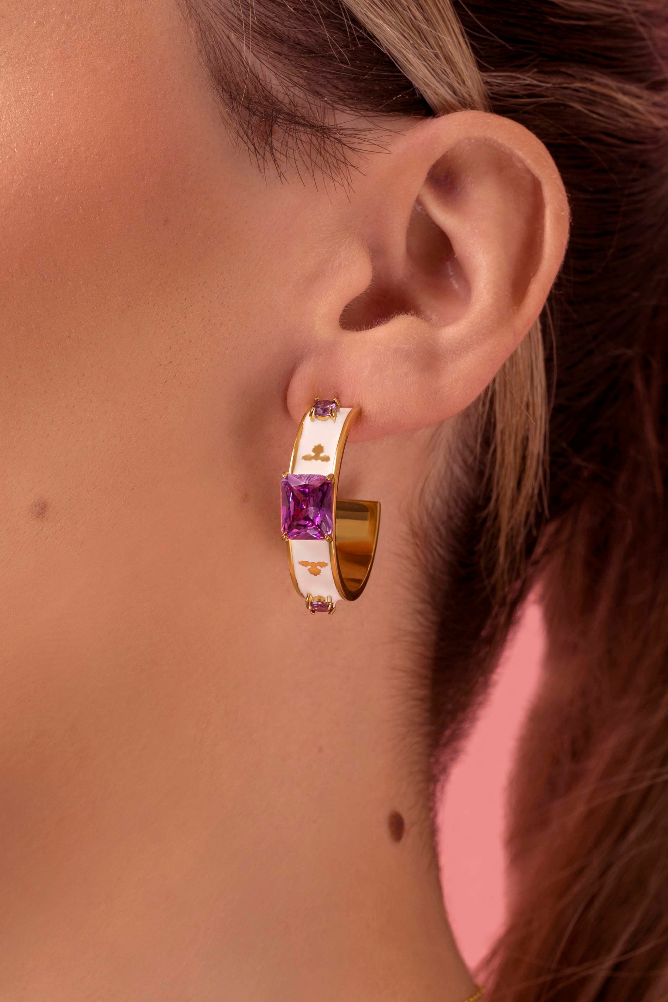 Maltese Tile Royal Purple Hoop Earring Set &amp; Pendant Gift Set