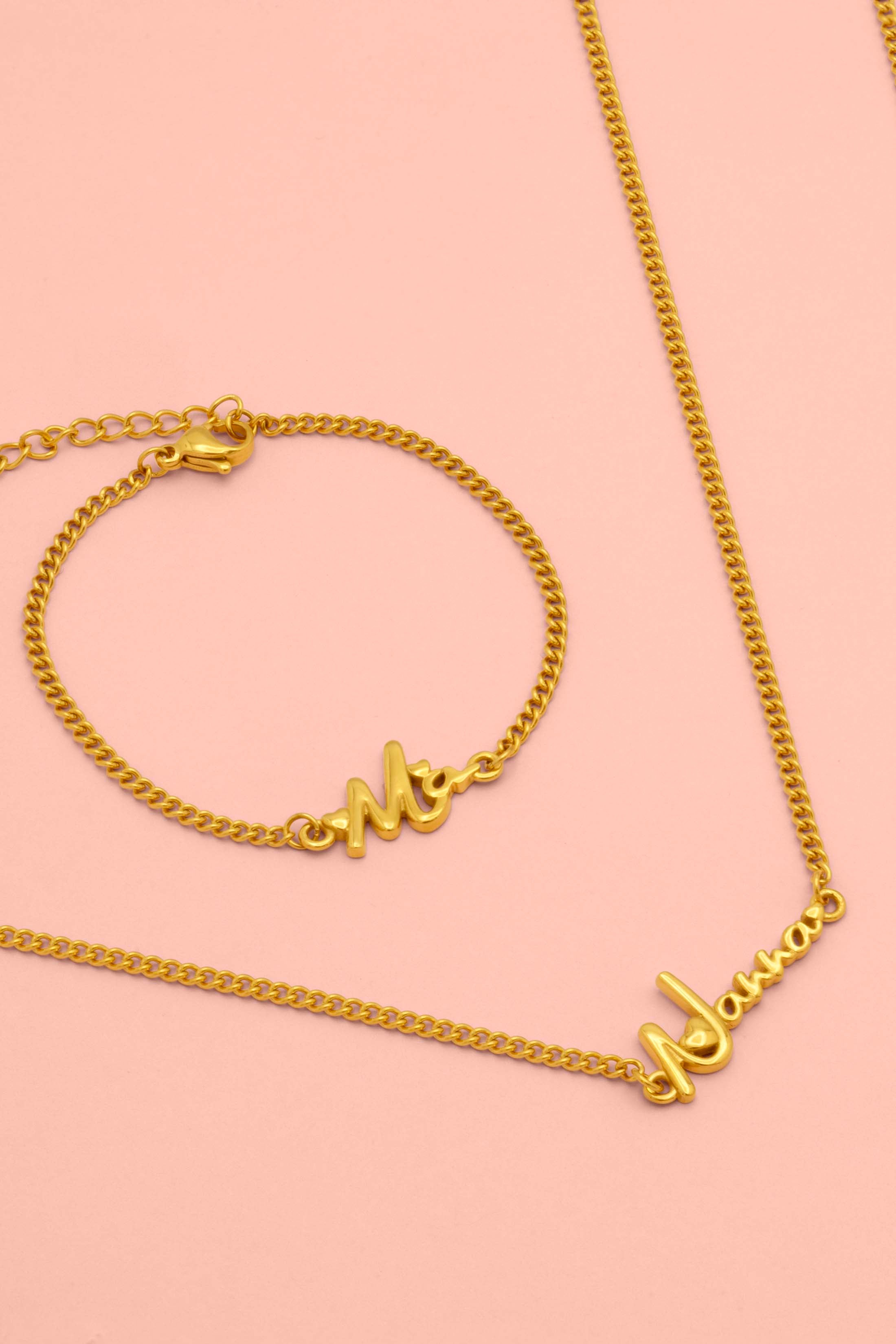 &quot;Ma&quot; or &quot;Nanna&quot; Cursive Bracelet &amp; Necklace Gift Set