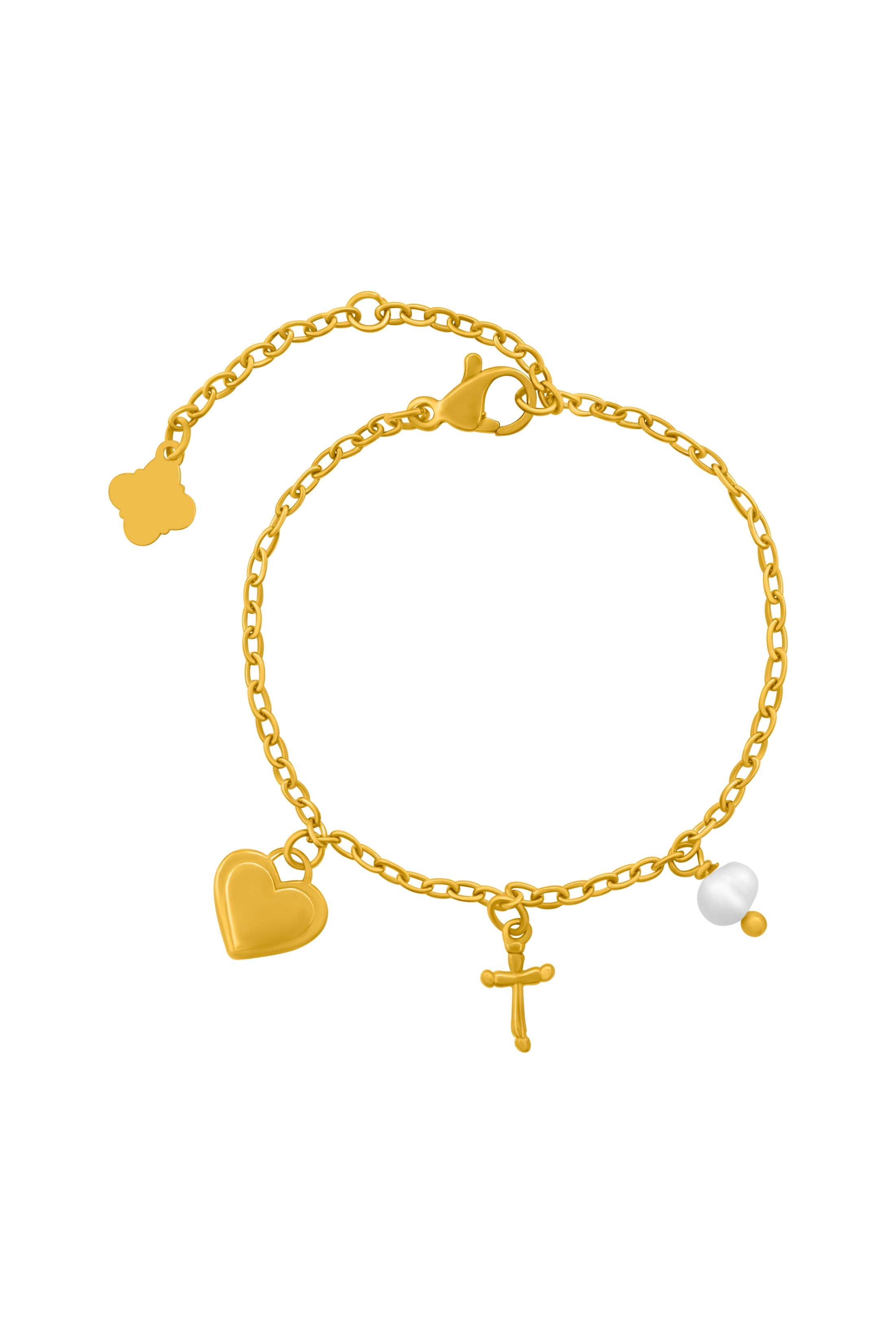 Engravable Gold Heart Charm Bracelet