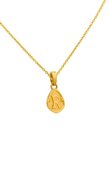 "R" Tberfil Letter Pendant with Petite Adjustable Chain Necklace