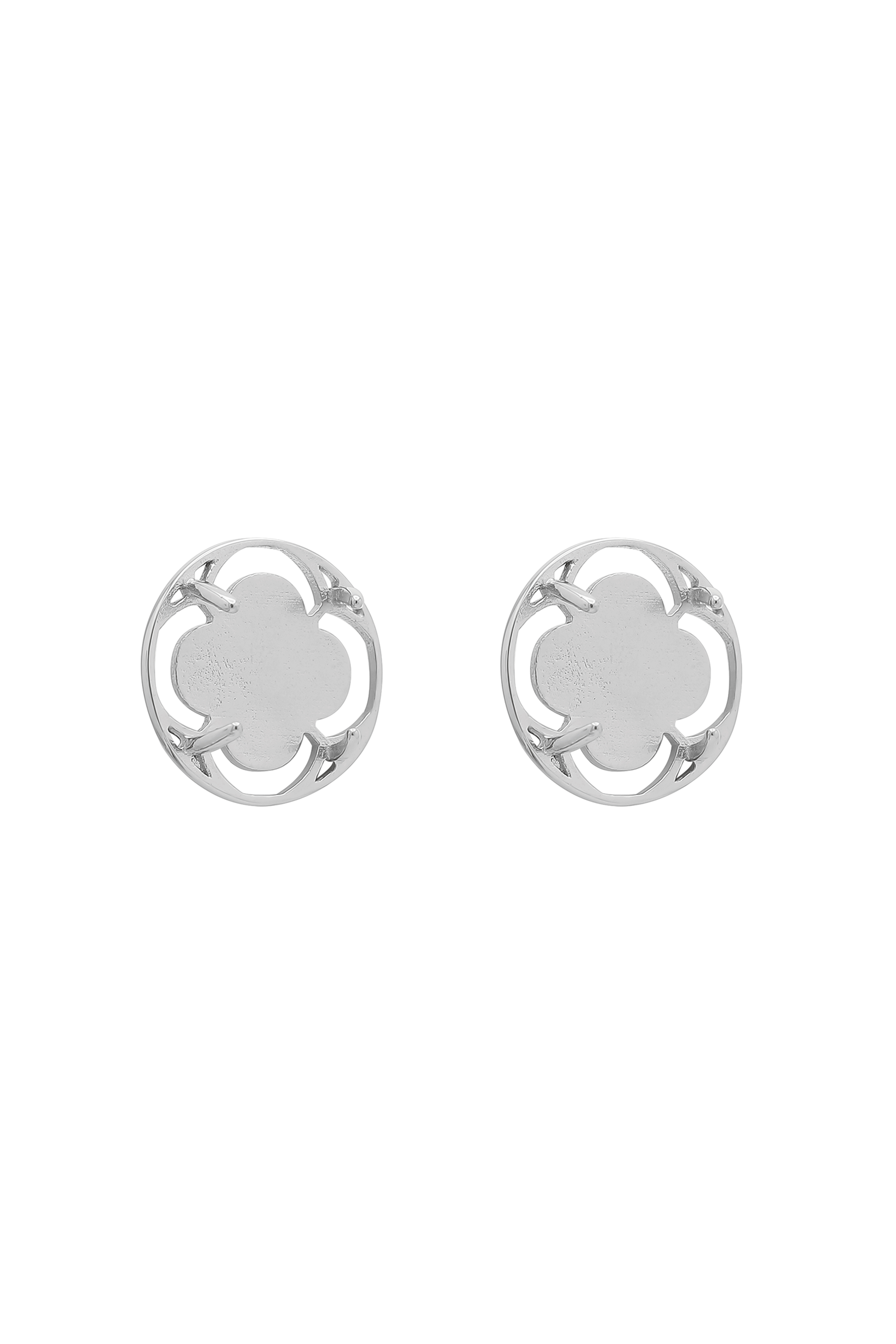 Stone Station Stud Earring Set Silver Coloured