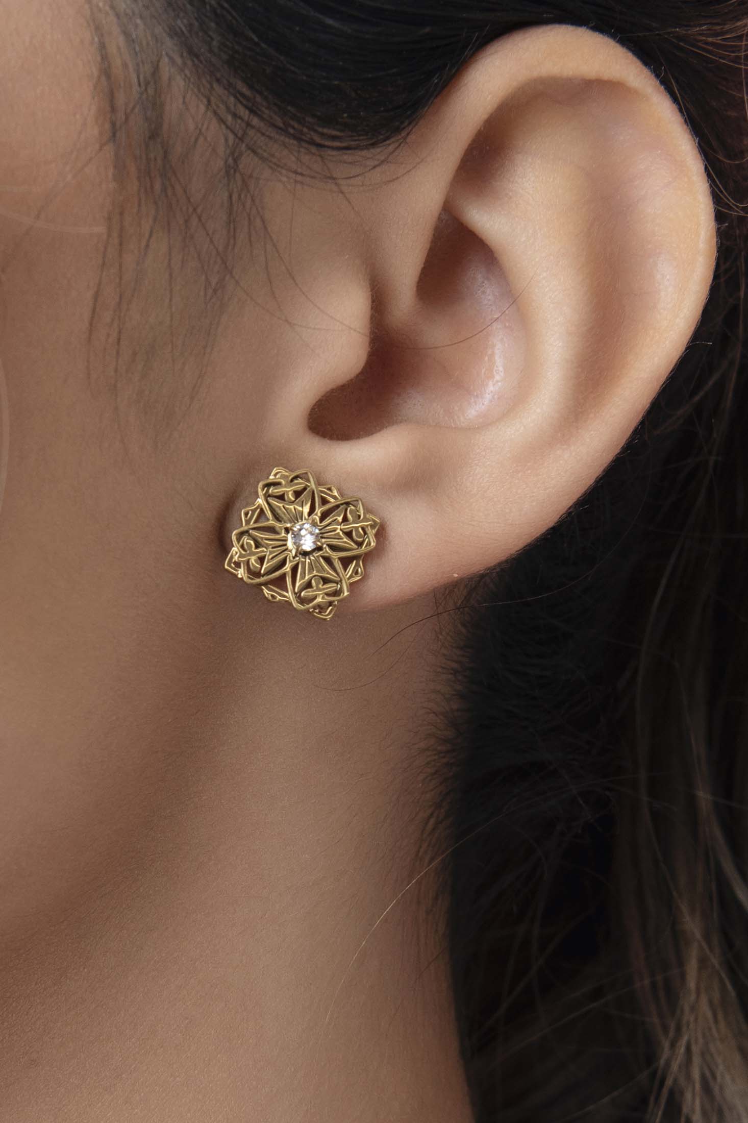 Maltese Cross Crystal Stud Earring Set