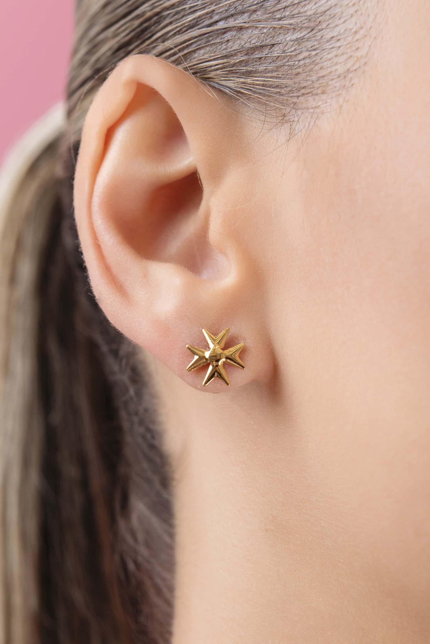 Maltese Cross Petite Stud Earring Set
