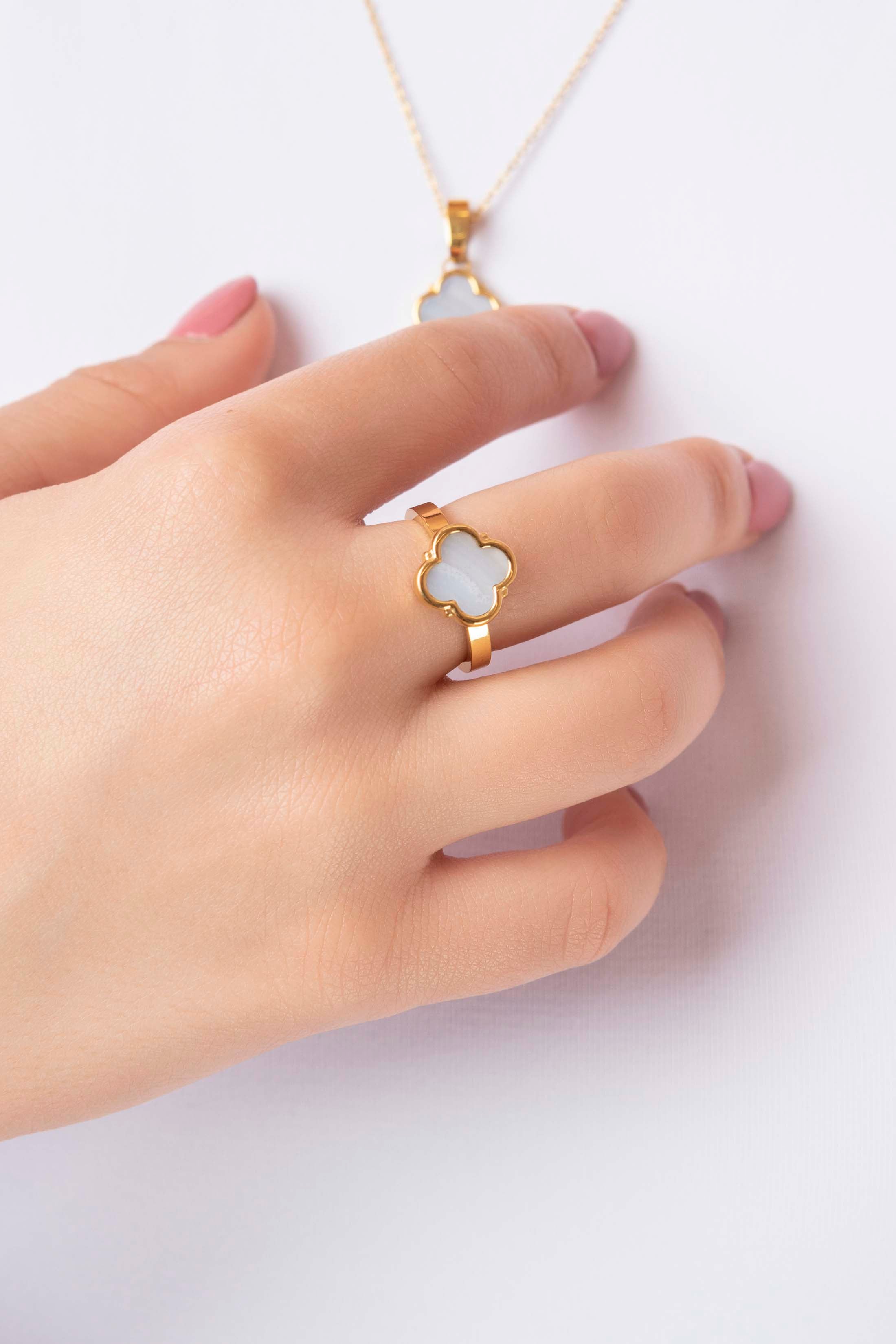 Lace Agate Stone Bracelet &amp; Ring Gift Set