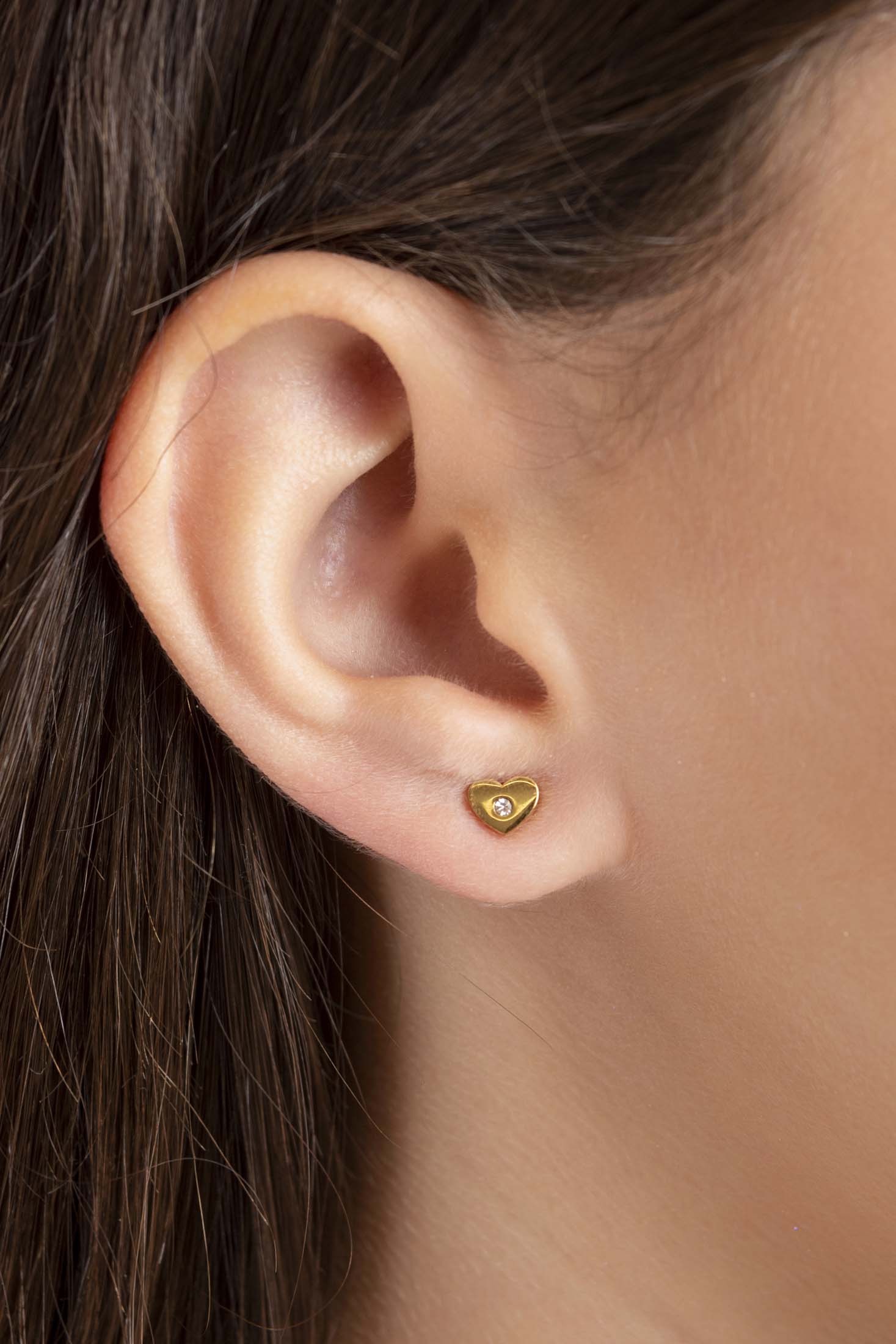Petite Heart Gold Stud Earring Set