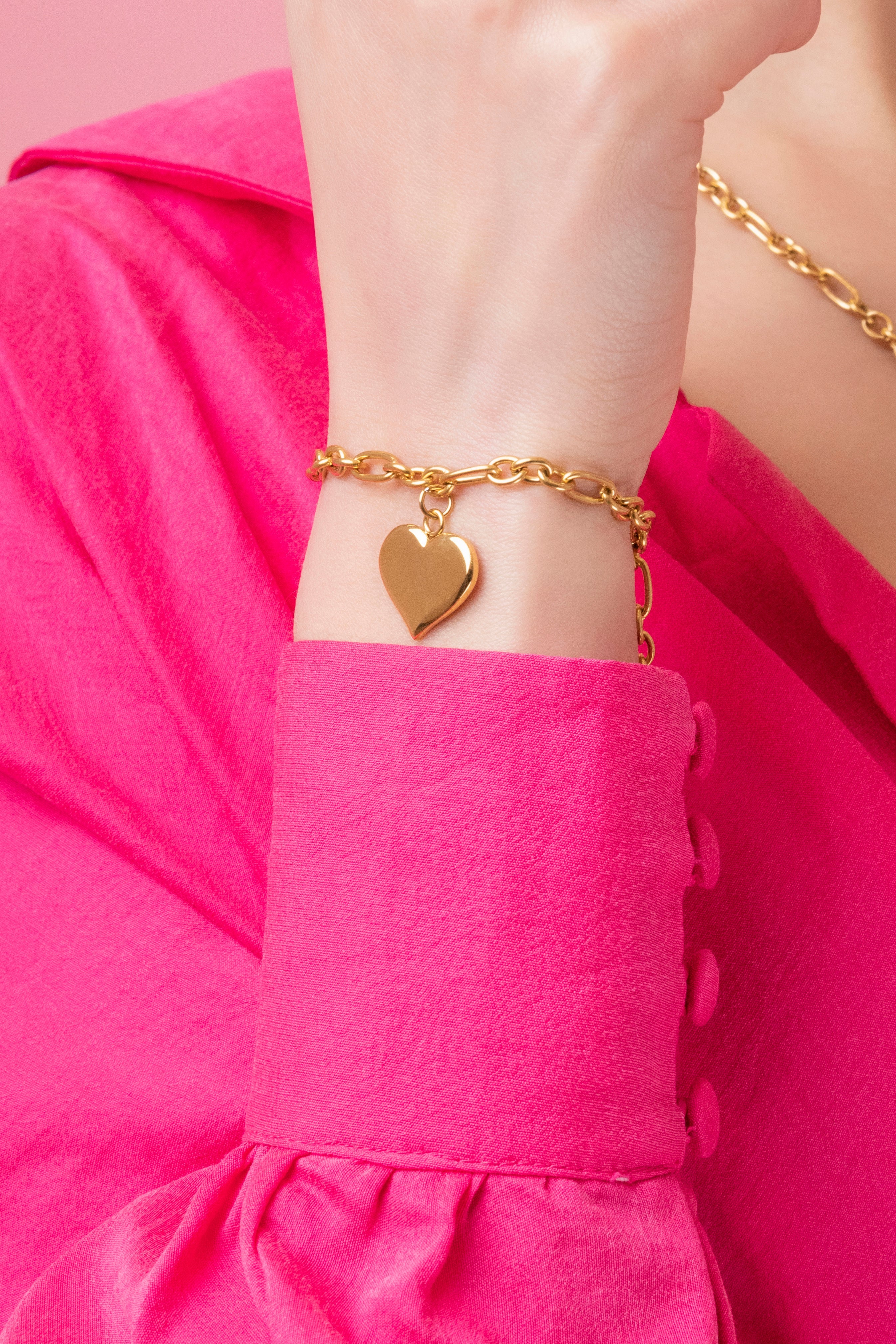 Engravable Heart of Gold Bracelet, Necklace &amp; Stud Earring Gift Set