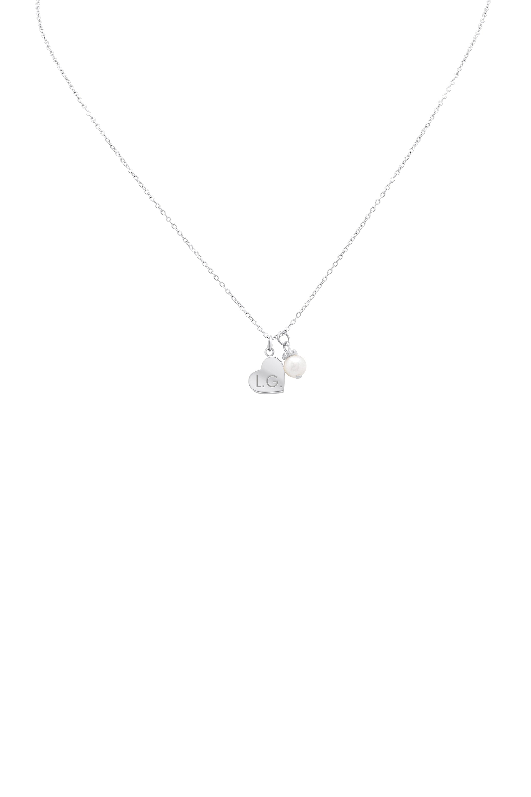 Qalbi Perla Engravable Silver Necklace