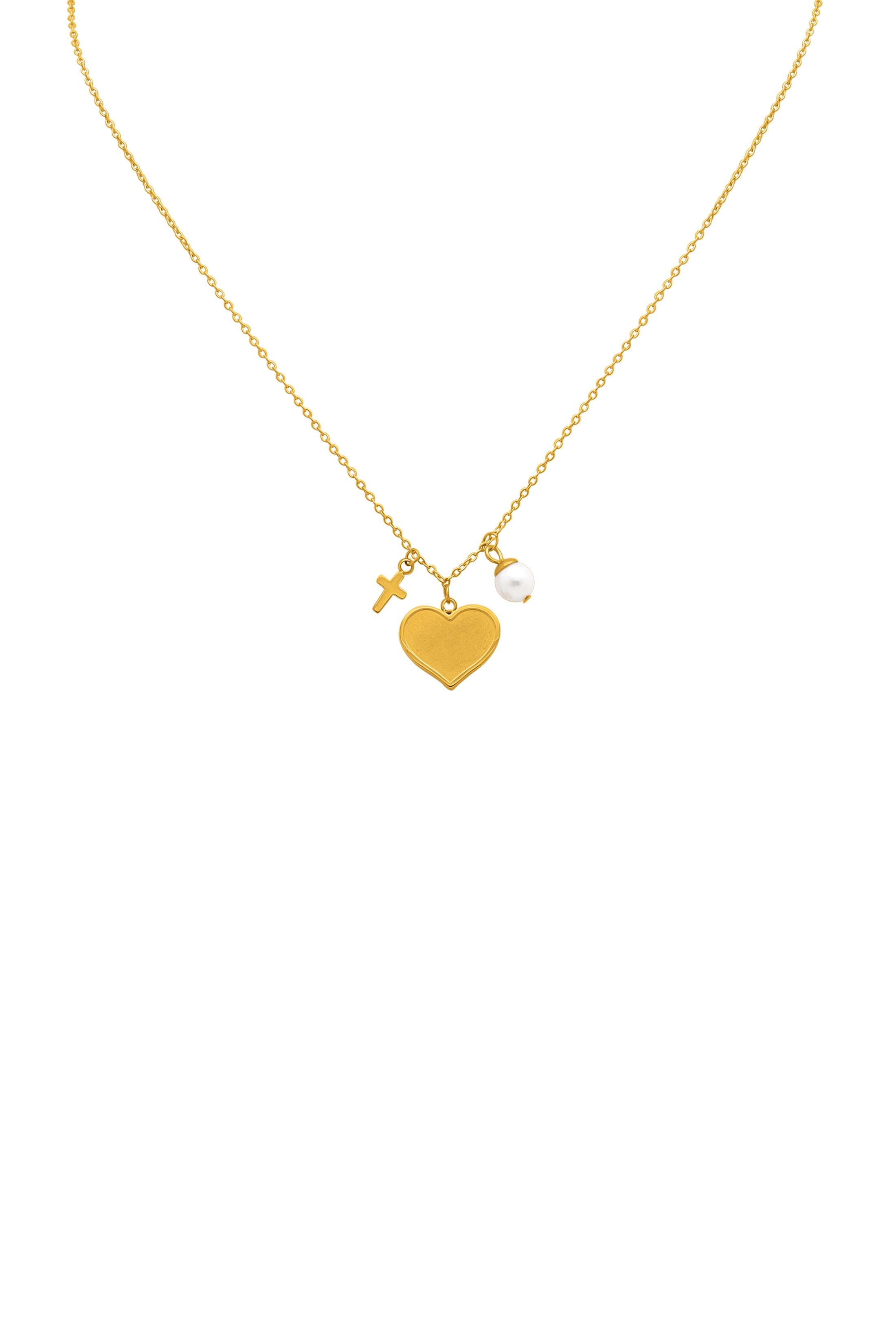 Engravable Gold Heart Charm Necklace
