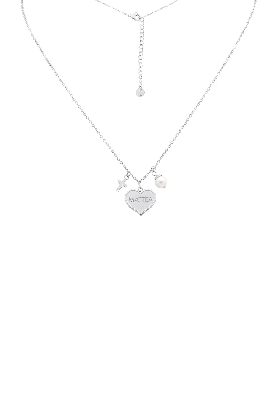 Engravable Silver Heart Charm Necklace