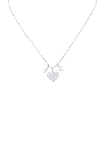 Engravable Silver Heart Charm Necklace