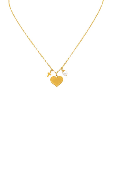 Engravable Gold Heart Charm Necklace