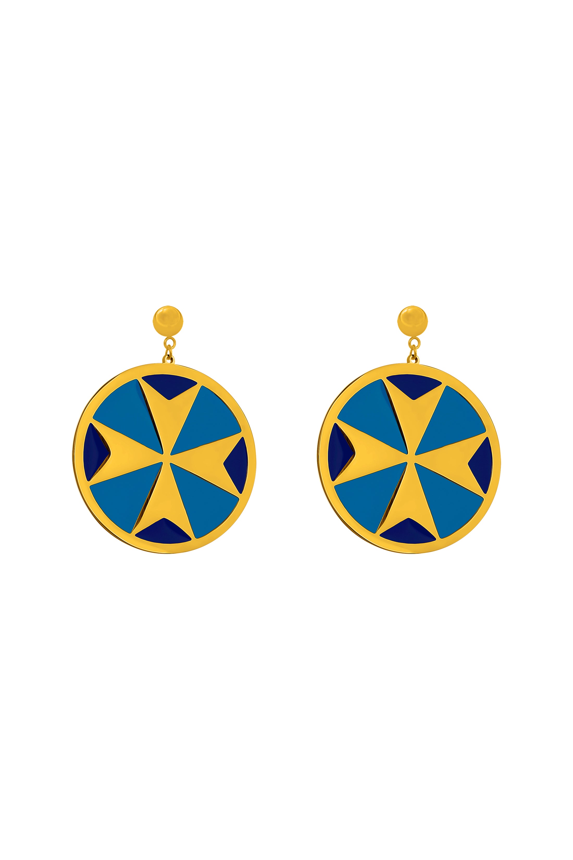 Deep Blue Maltese Cross Earring Set