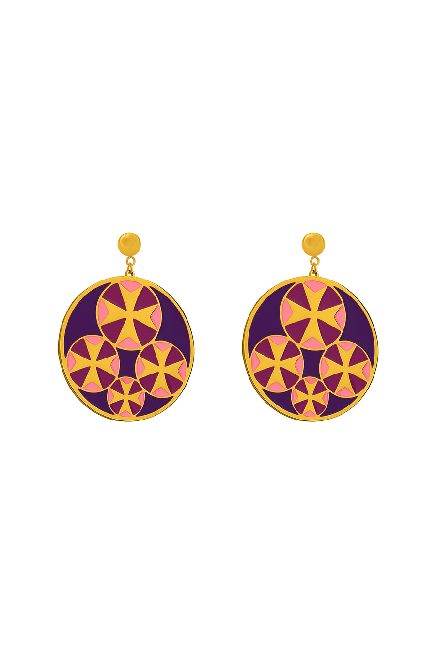 Lavender Tetrad Maltese Cross Earring Set