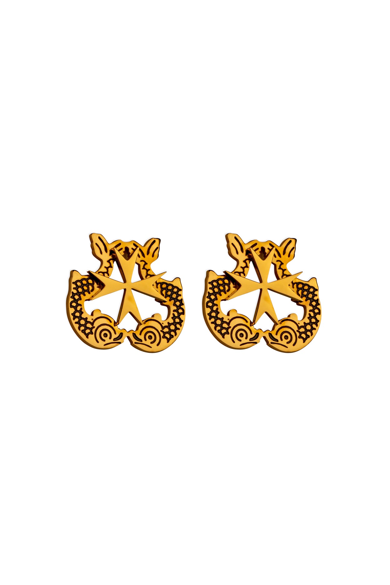 Dolphin &amp; Maltese Cross Stud Earring Set