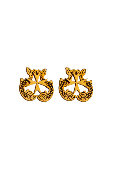 Dolphin & Maltese Cross Stud Earring Set