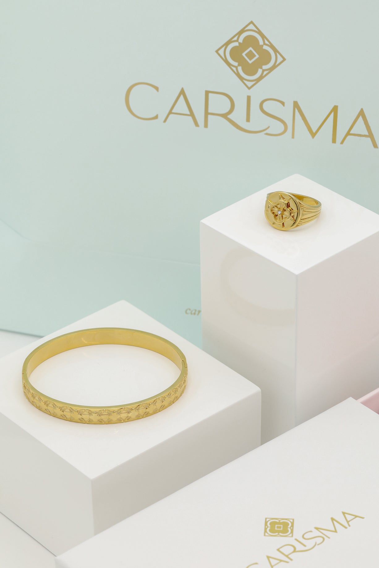 Qala Bangle &amp; Maltese Cross Signet Ring Gift Set
