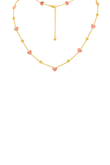 Pink Heart Enamel Necklace