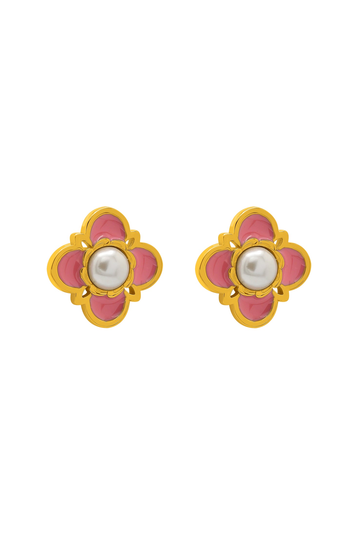 Tasha&#39;s Pink Enamel Stud Earring Set