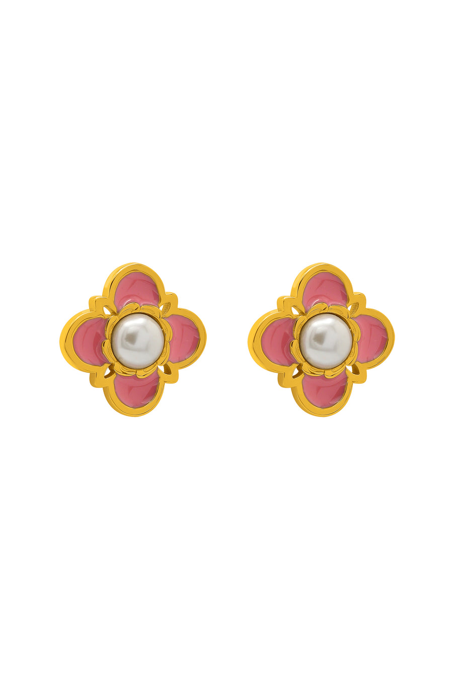 Tasha's Pink Enamel Stud Earring Set