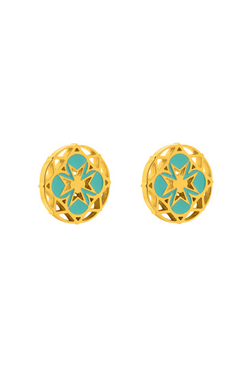 Turquoise Maltese Cross Stud Earring Set
