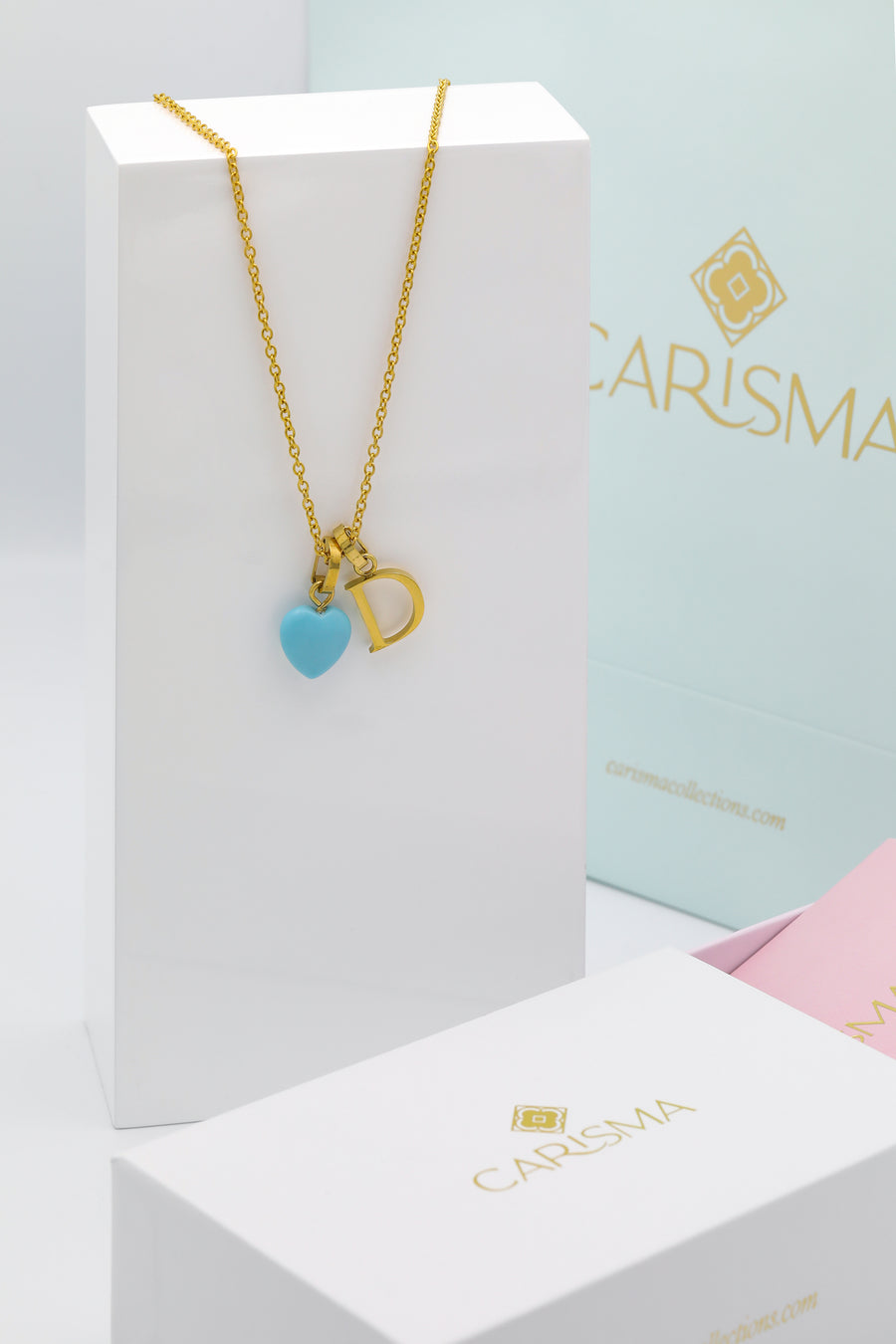 Letter Pendant & Heart Birthstone Necklace Gift Set