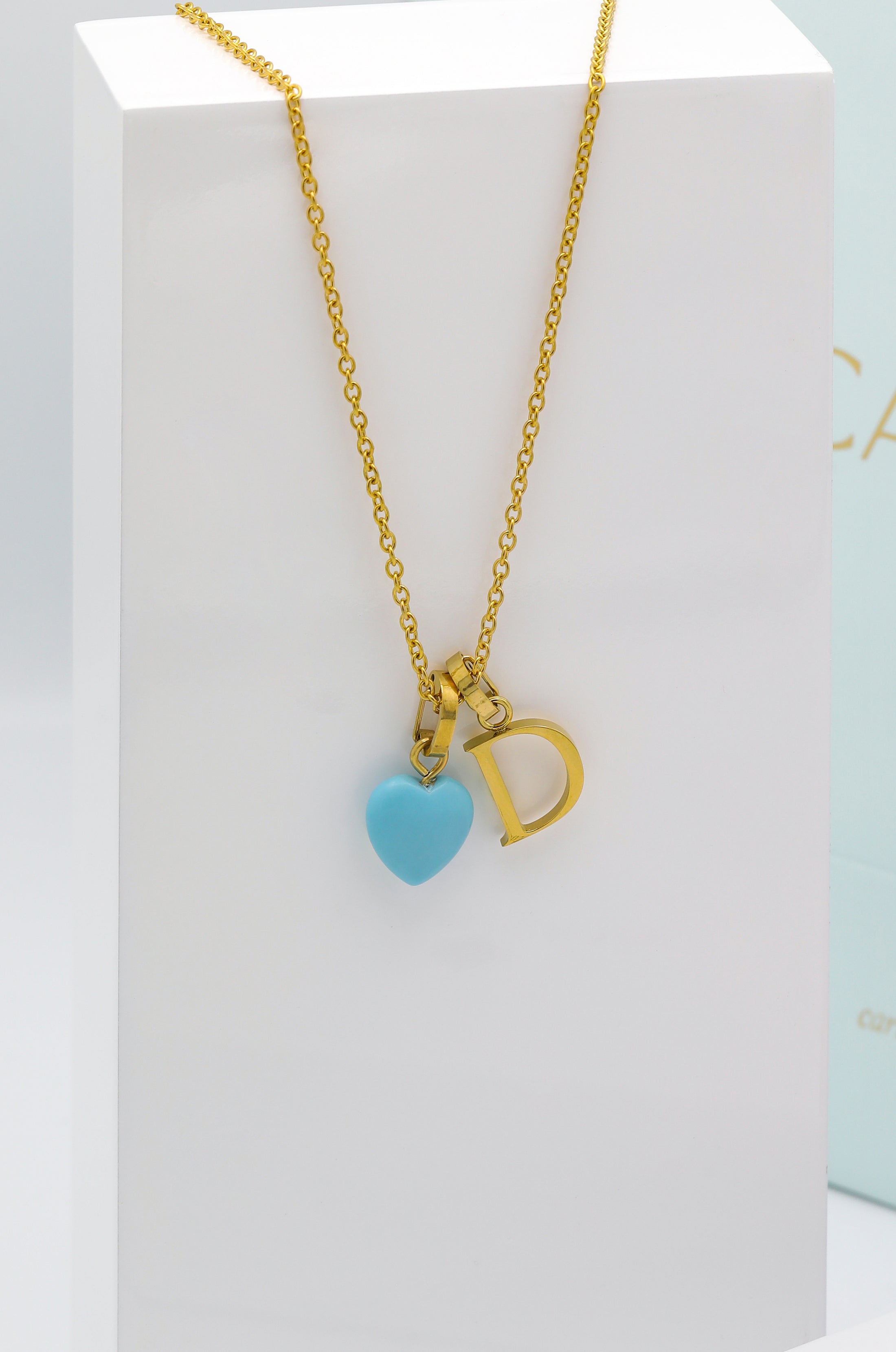 Letter Pendant &amp; Heart Birthstone Necklace Gift Set